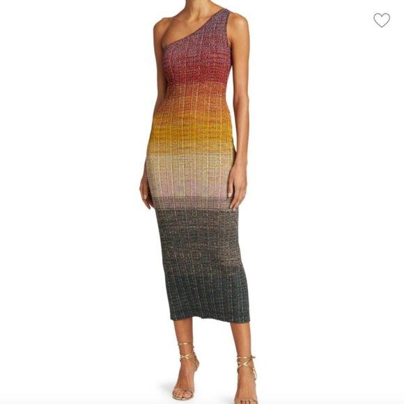 Missoni Ombré One-Shoulder Wool-Blend Knit Midi Dress - NWOT - Picture 1 of 10